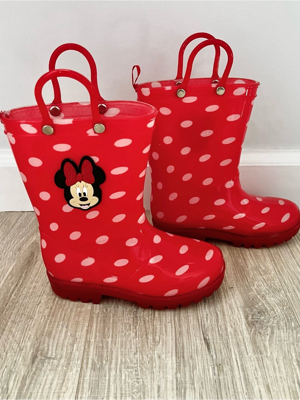 Minnie Mouse Red Polka Dot Kids Rain Boots